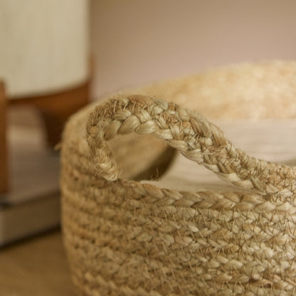 Satara 18x25cm Oval Jute Basket - Whitewash - Laura James 
