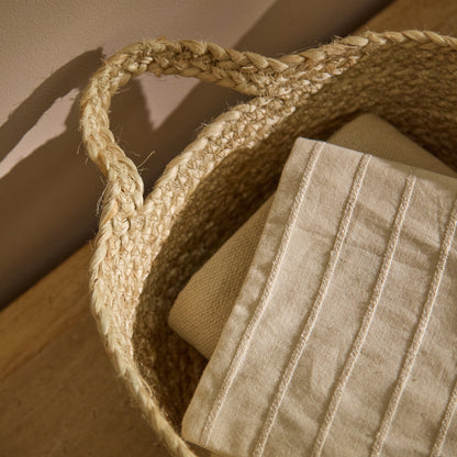 Satara 22x30cm Oval Jute Basket - Whitewash - Laura James 