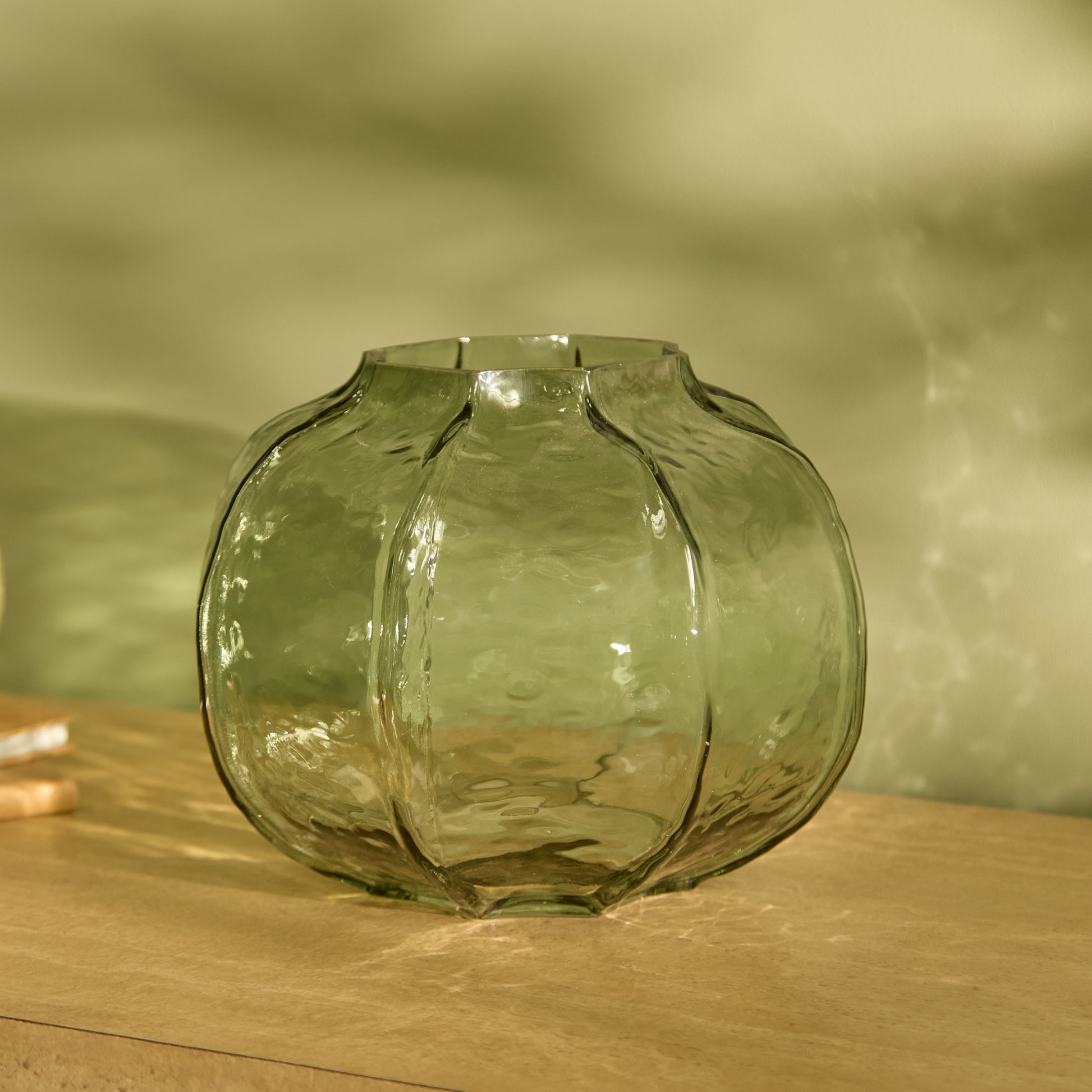 Ferrara 18cm Glass Vase - Olive Green - Laura James 