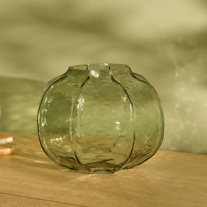 Ferrara 18cm Glass Vase - Olive Green - Laura James 