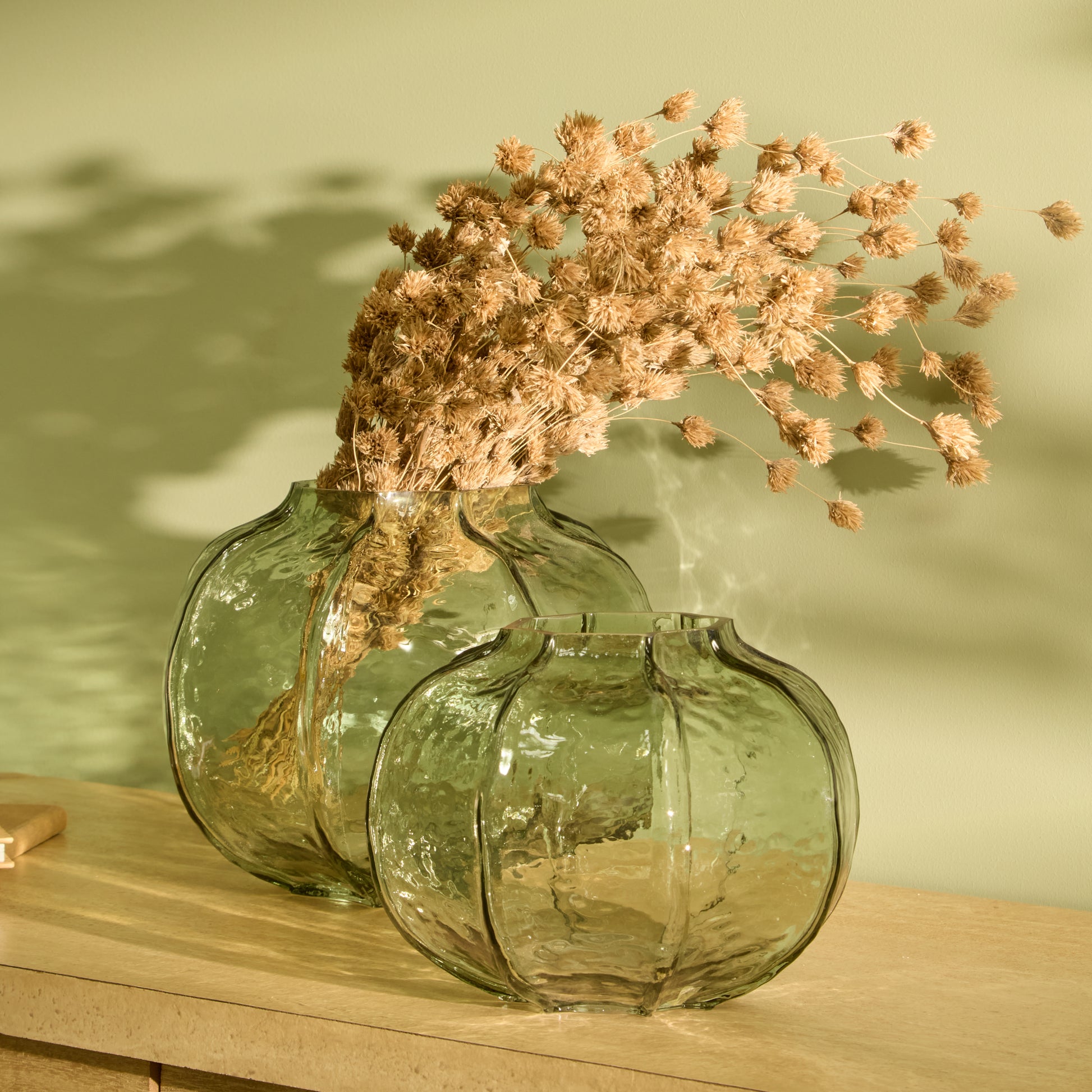 Ferrara 18cm Glass Vase - Olive Green - Laura James 