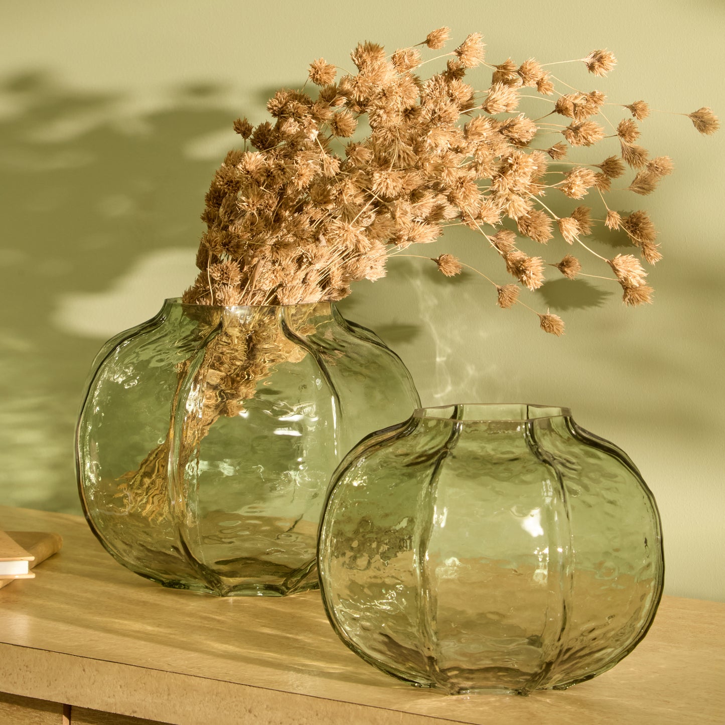 Ferrara 15cm Glass Vase - Olive Green - Laura James 