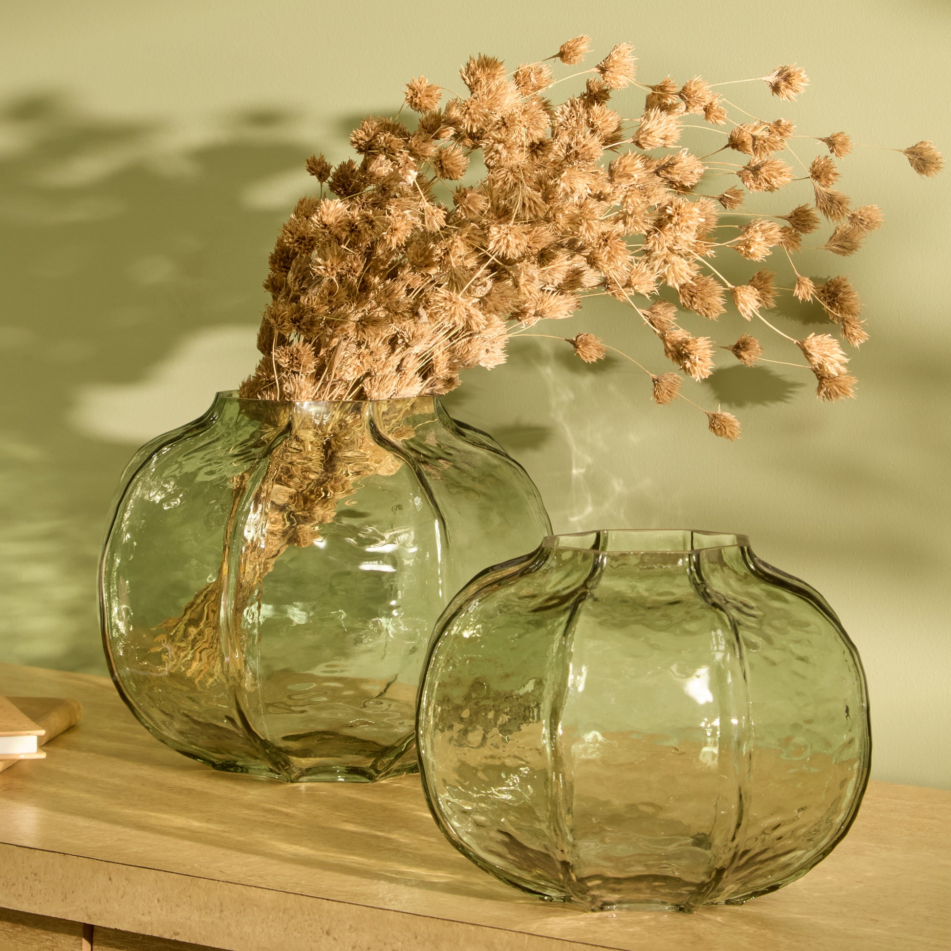 Ferrara 15cm Glass Vase - Olive Green - Laura James 