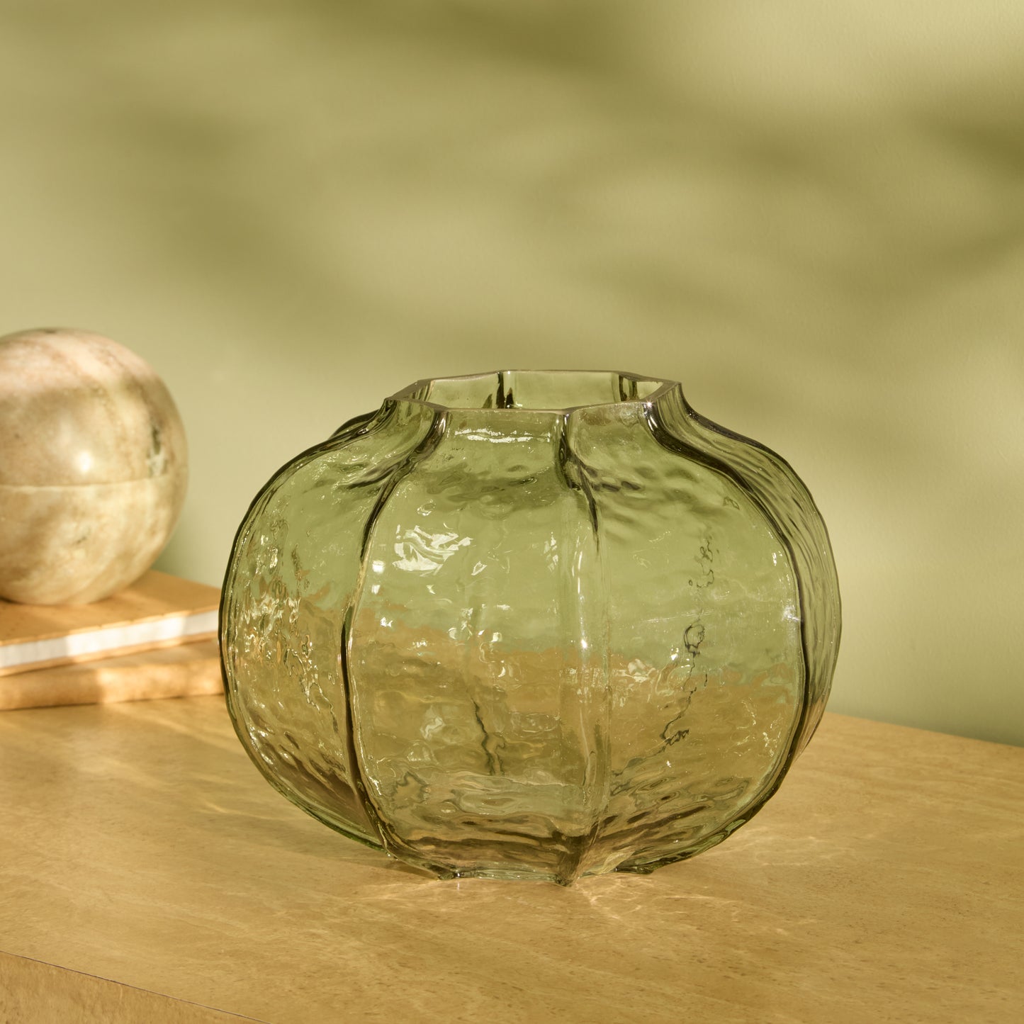 Ferrara 15cm Glass Vase - Olive Green - Laura James 