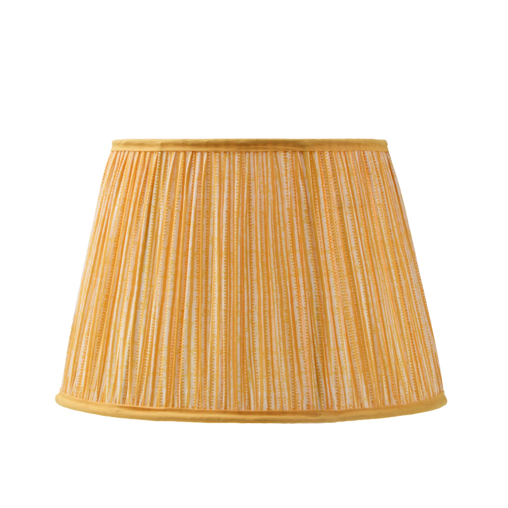 Nimana 40cm Gathered Lamp Shade - Amber Yellow Stripe - Laura James 