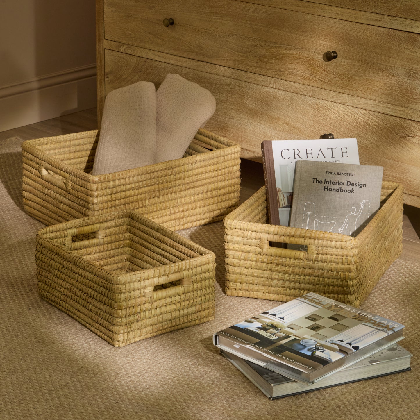 Kalna 40x30cm Rectangular Sea Grass Basket - Natural - Laura James 