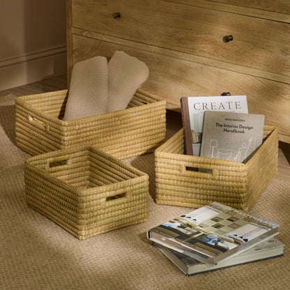 Kalna 40x30cm Rectangular Sea Grass Basket - Natural - Laura James 