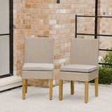 Oliver Rattan Garden Dining Chairs with Acacia Wood Legs - Set of 2