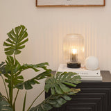Elland 22.5cm Glass Table Lamp - Clear & Black - Laura James 