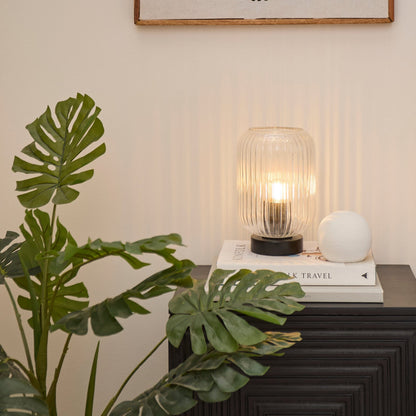 Elland 22.5cm Glass Table Lamp - Clear & Black - Laura James 