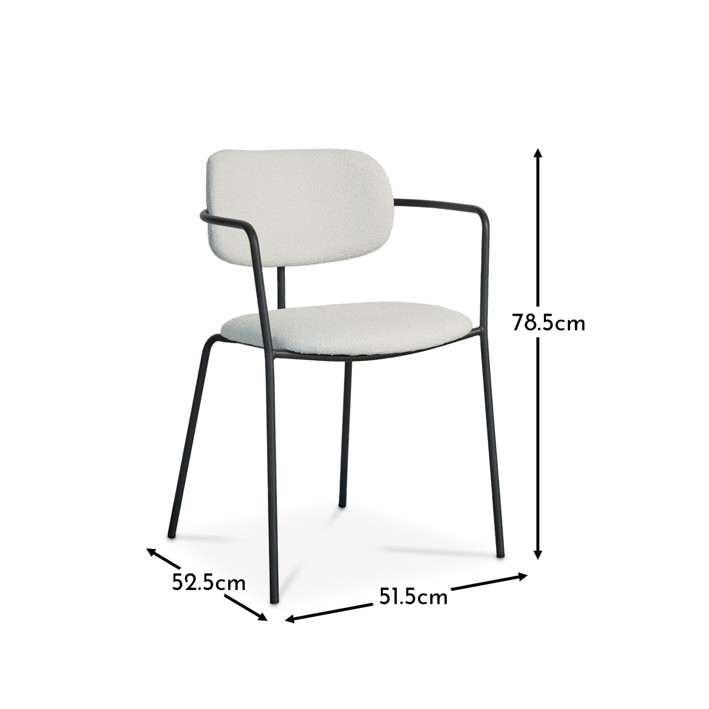 Luca Light Beige Boucle Dining Chairs - Set of 2 - Black Legs - Laura James