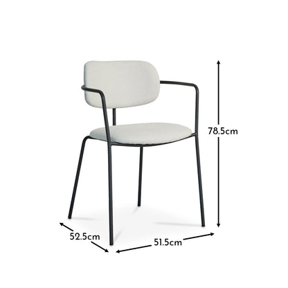 Luca Light Beige Boucle Dining Chairs - Set of 2 - Black Legs - Laura James