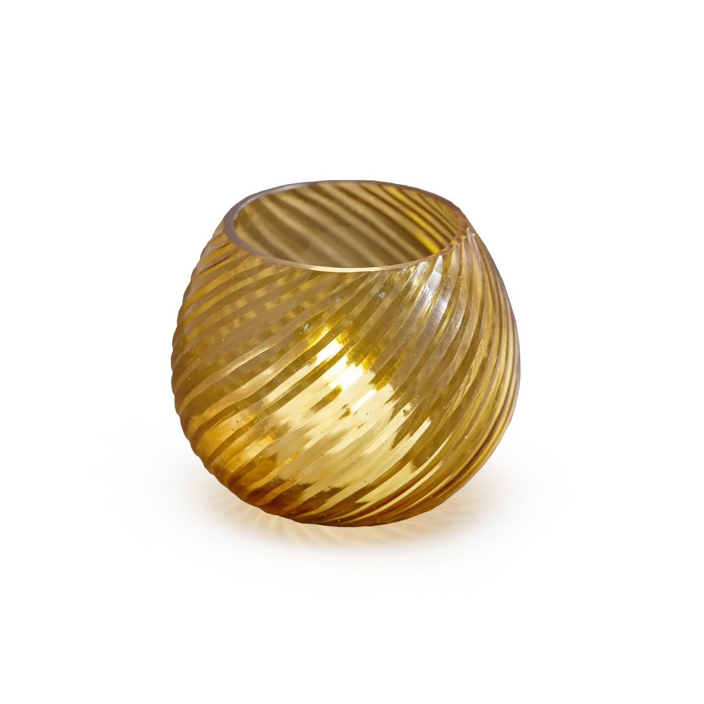 Lacaze 10cm Glass Tea Light Holder - Amber Yellow - Laura James 