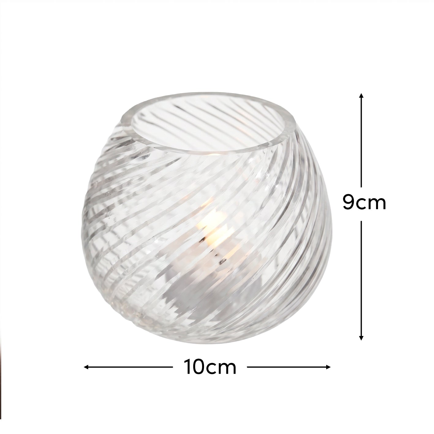 Lacaze 10cm Glass Tea Light Holder - Clear - Laura James 