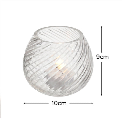 Lacaze 10cm Glass Tea Light Holder - Clear - Laura James 