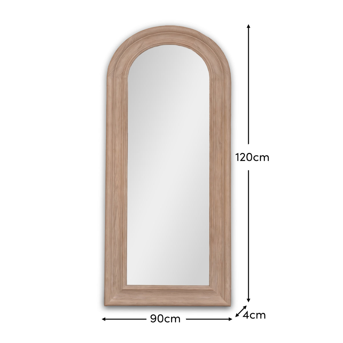Langton 180x90cm Wooden Arch Floor Mirror - Whitewash - Laura James 
