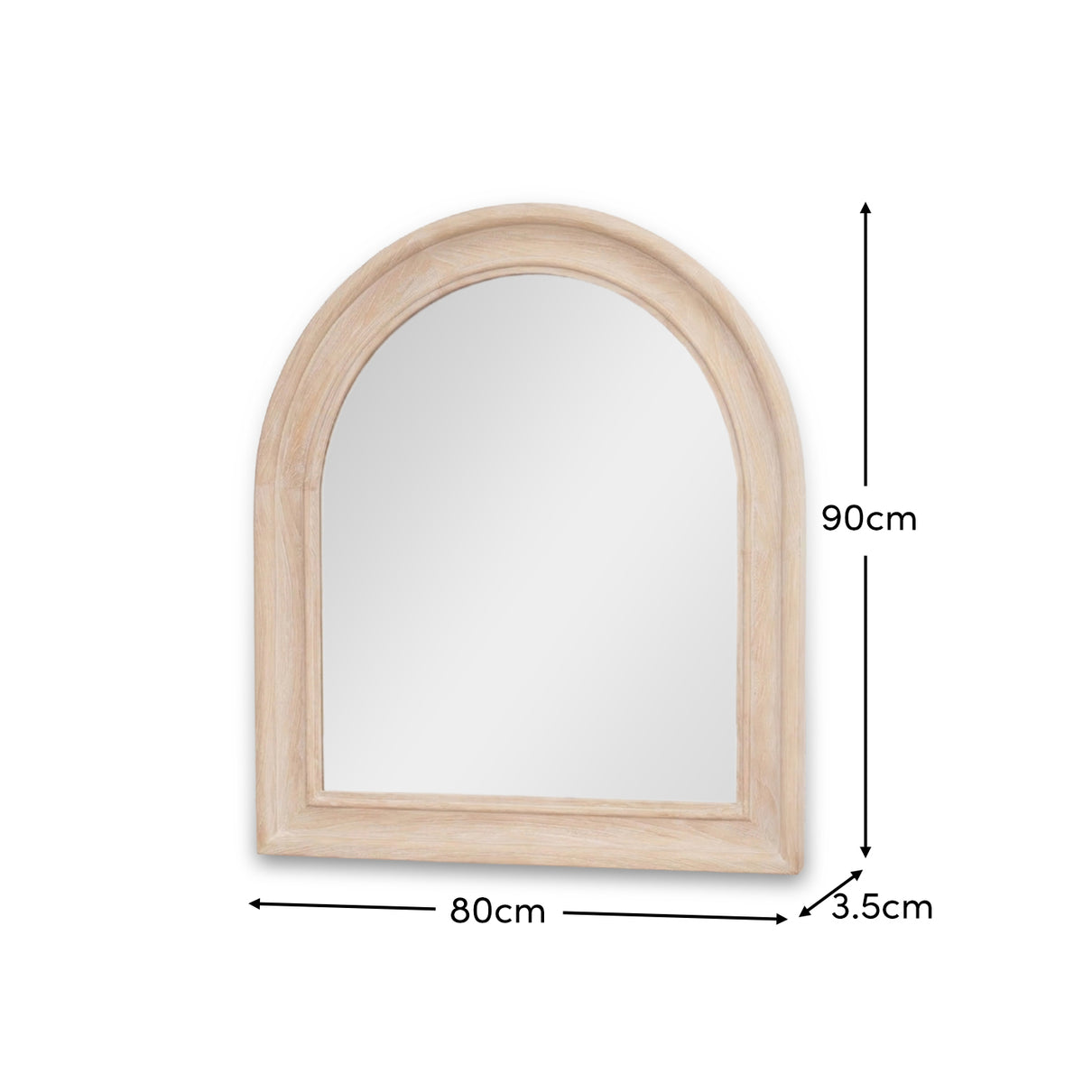 Langton 90x80cm Wooden Arch Wall Mirror - Whitewash - Laura James 