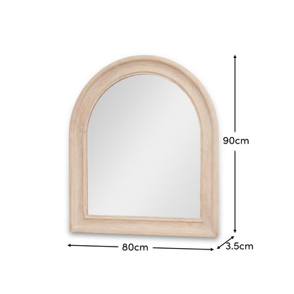 Langton 90x80cm Wooden Arch Wall Mirror - Whitewash - Laura James 