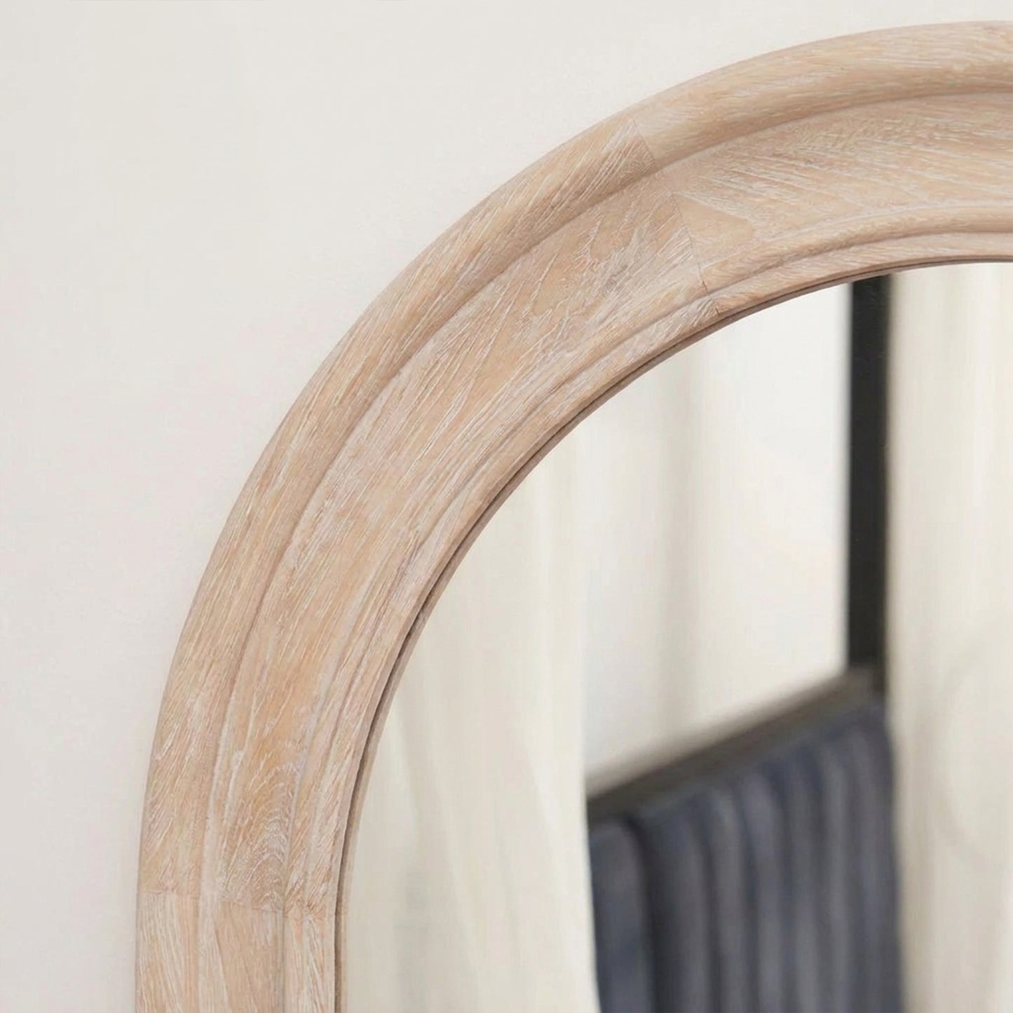 Langton 90x80cm Wooden Arch Wall Mirror - Whitewash - Laura James 