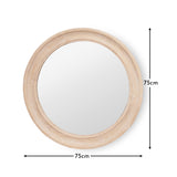 Langton 75cm Wooden Round Mirror - Whitewash - Laura James 
