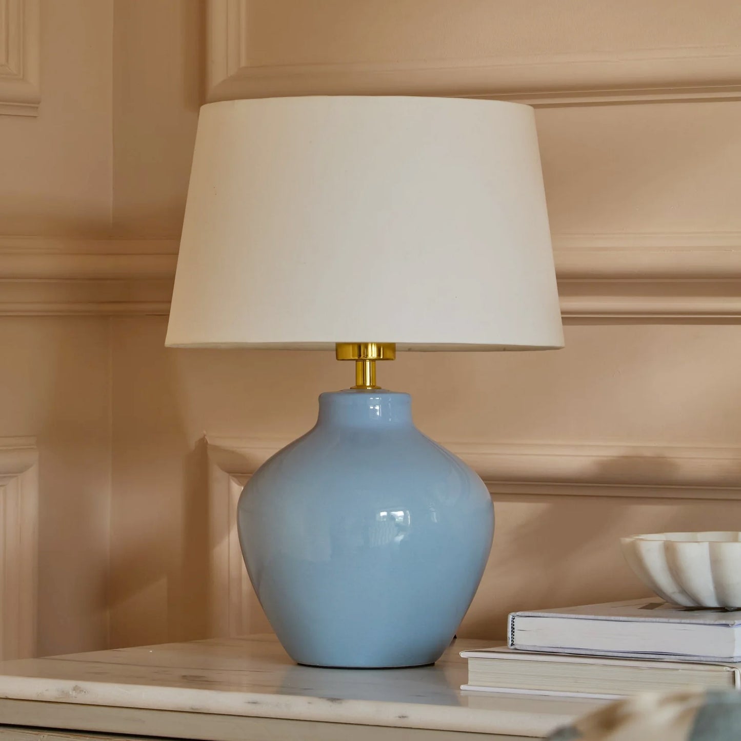 Launton 27cm Ceramic Lamp Base - Cornflower Blue - Laura James 