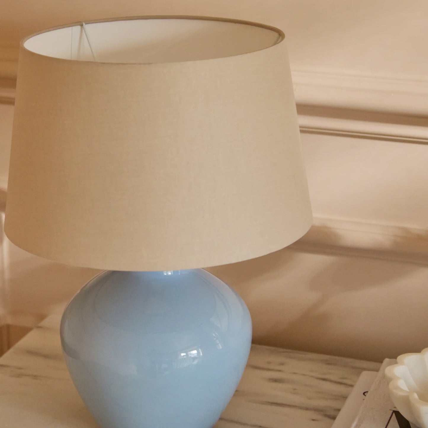 Launton 27cm Ceramic Lamp Base & Coningsby Taupe Cotton Lampshade - 30cm - Laura James 