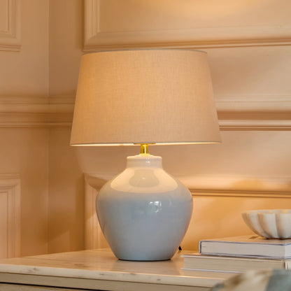 Launton 27cm Ceramic Lamp Base & Coningsby Taupe Cotton Lampshade - 30cm - Laura James 