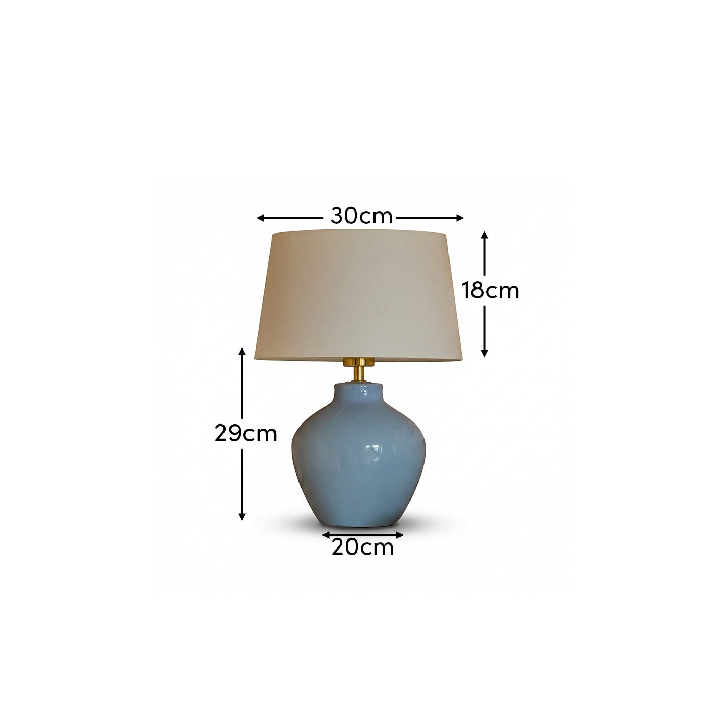 Launton 27cm Ceramic Lamp Base with Coningsby White Shade - 30cm - Laura James