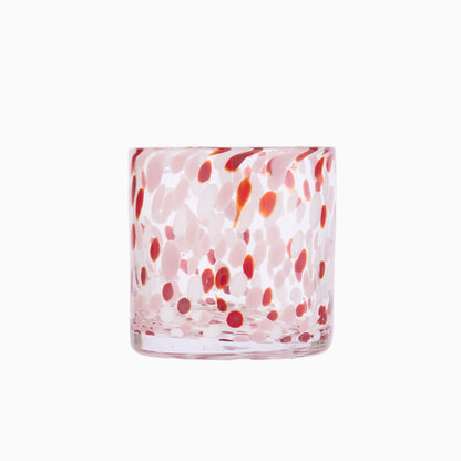 Lazio 10cm Glass Candle Holder - Paprika & Blush Pink Confetti - Laura James