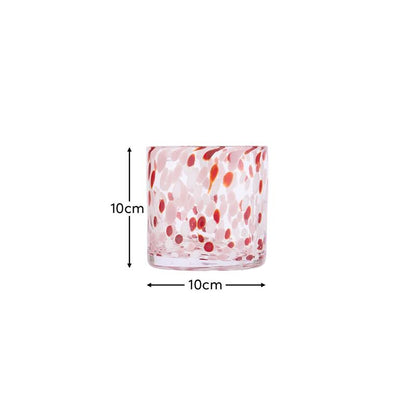 Lazio 10cm Glass Candle Holder - Paprika & Blush Pink Confetti - Laura James