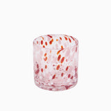 Lazio 10cm Glass Candle Holder - Paprika & Blush Pink Confetti - Laura James