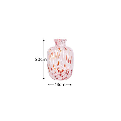 Lazio 20cm Glass Vase - Paprika & Blush Pink Confetti - Laura James
