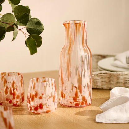 Lazio 24cm Carafe Glass Jug - Blush Pink Confetti - Laura James