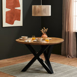 Levi Mango wood Dining Set - 4 Seater - Cleo Boucle Dining Chairs with Black Legs - Laura James