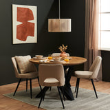 Levi Round Acacia Dining Table Set - 4 Seater - Boucle Dining Chairs - Laura James 