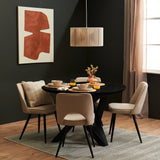 Levi Acacia Round Dining Table Set - 4 Seater - Dolly Boucle Dining Chairs with Black Legs - Laura James 