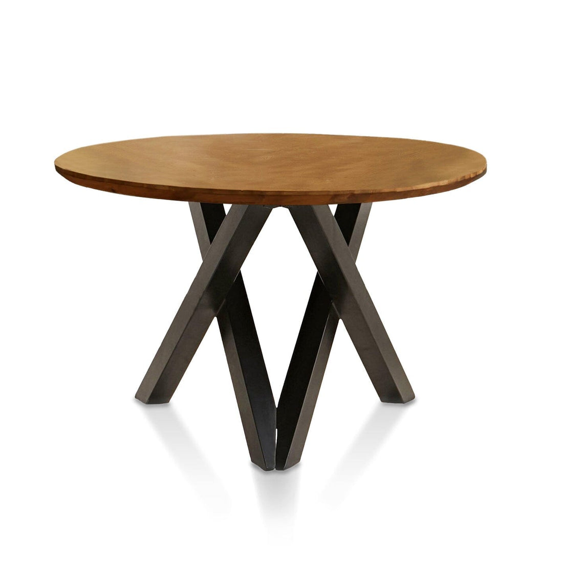 Levi Round Chalked Mango Wood Dining Table with Black Legs - Laura James
