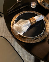 Levi Black Round Dining Table Set - 4 Seater - Marilyn Ivory and Black Piping Dining Chairs with Black Legs - Laura James 