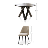 Levi Black Dining Table Set - 4 Seater - Freya Oatmeal Dining Chairs with black oak legs
