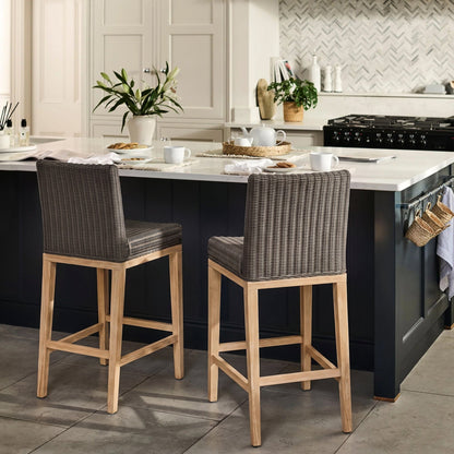 Reid Slate Grey Bar Stools - Set of 2 - Whitewash Mindi Wood Legs - Laura James 