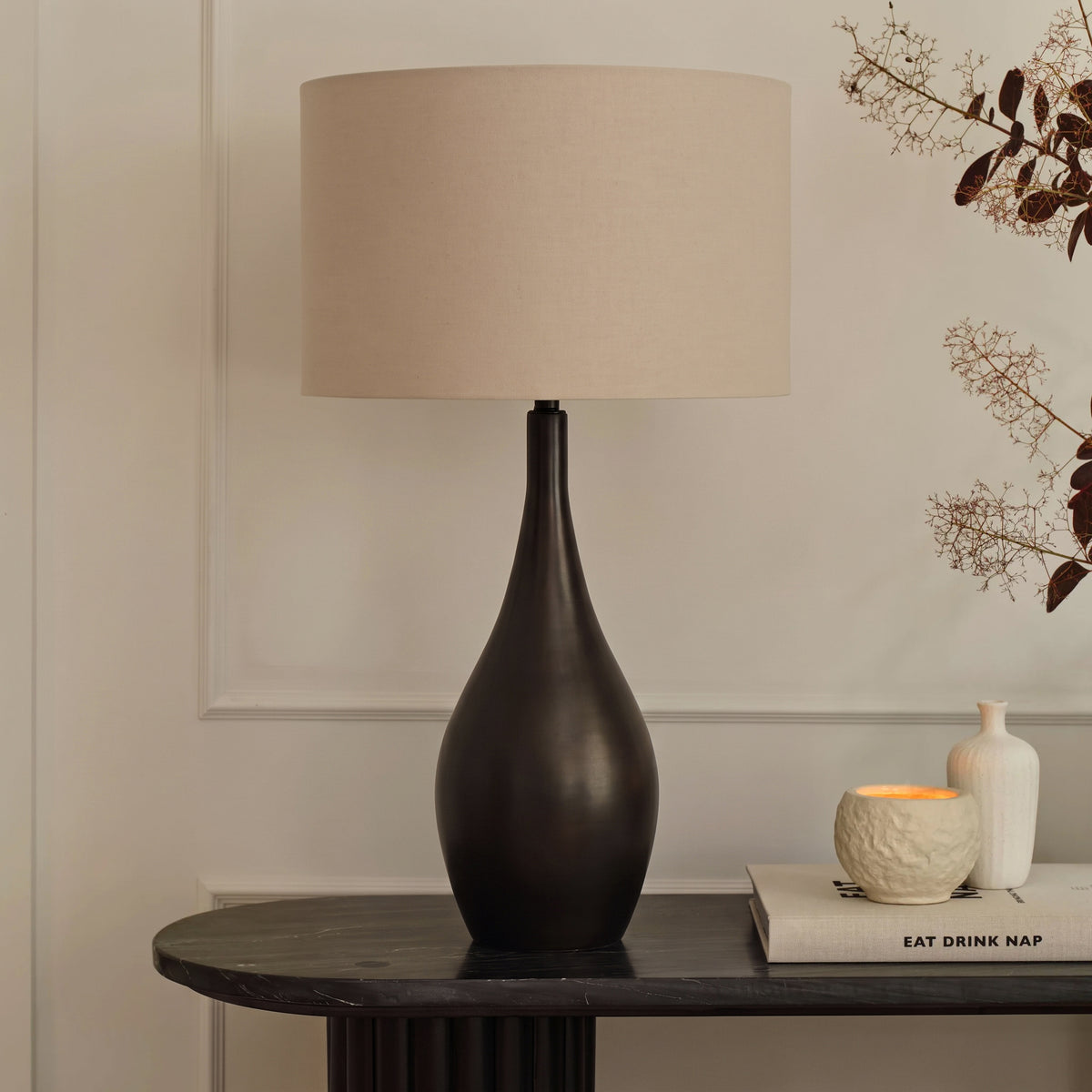 Linford 47cm Table Lamp Base - Black Bronze - Laura James 