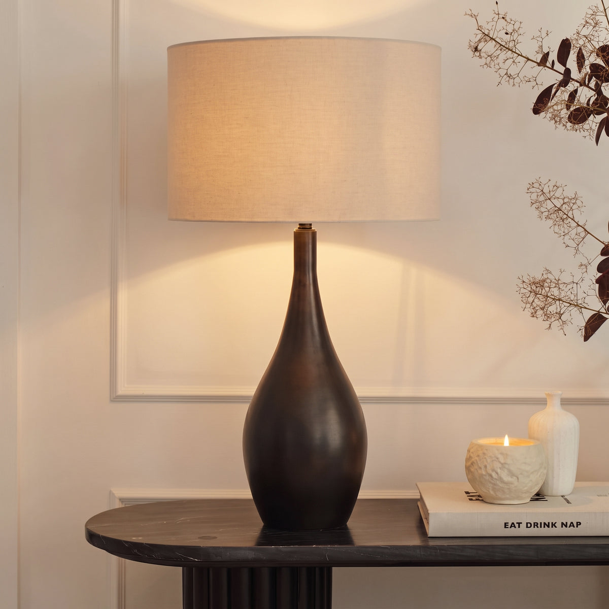Linford 47cm Table Lamp Base - Black Bronze - Laura James 