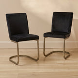 Lola Black Dining Chairs - Set of 2 - Gold Legs - Laura James 