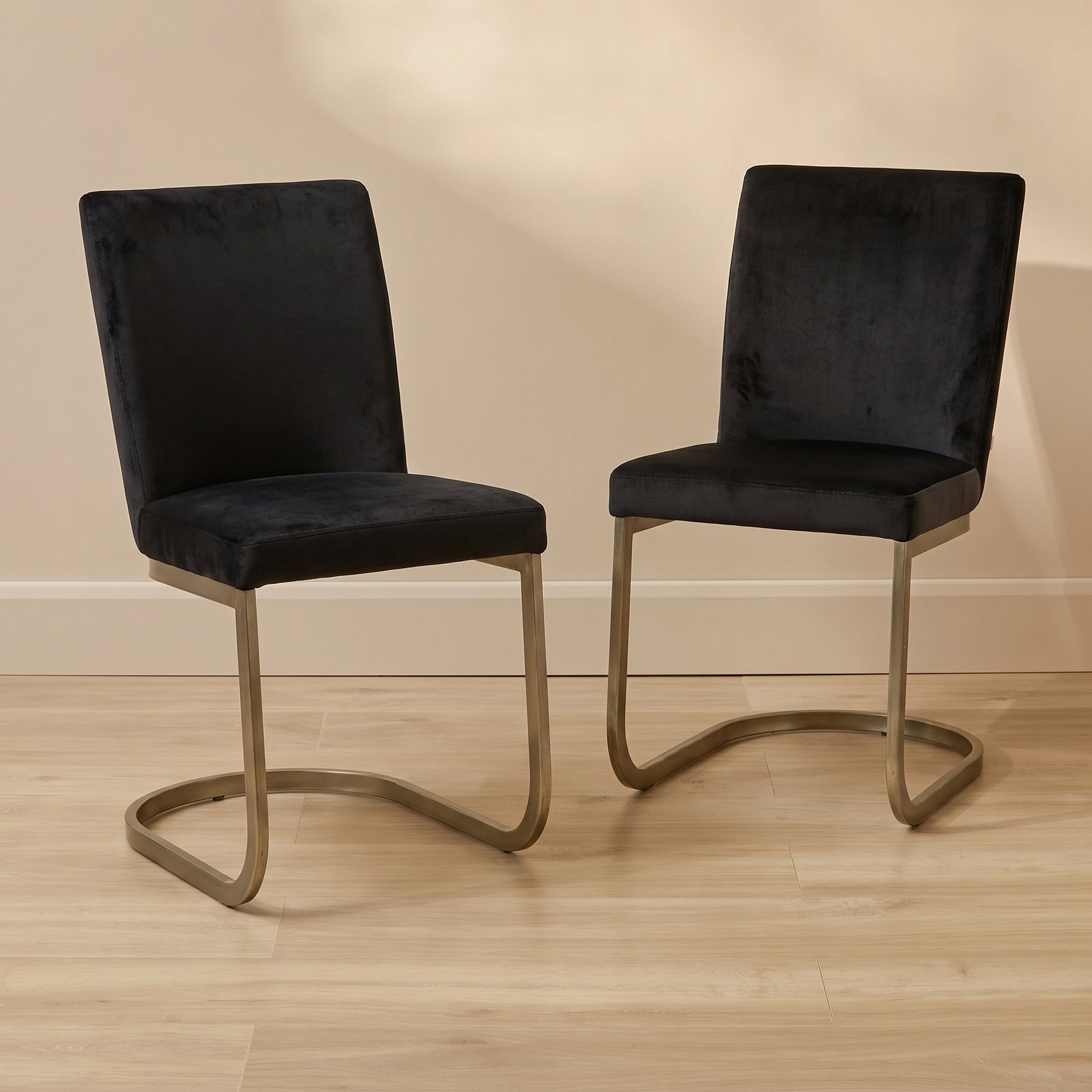 Lola Black Dining Chairs - Set of 2 - Gold Legs - Laura James 