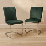 Lola Green Dining Chairs - Set of 2 - Chrome Legs - Laura James 