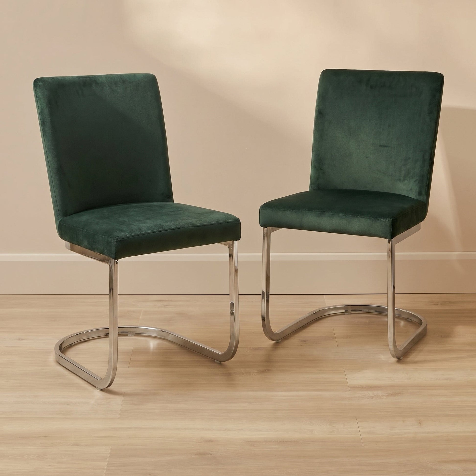 OUTLET - Lola Green Dining Chairs - Set of 2 - Chrome Legs - Laura James 