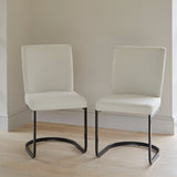 Lola Dining Chairs - Set Of 2 - Light Beige Boucle with Black Legs - Laura James 