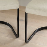 Lola Dining Chairs - Set Of 2 - Light Beige Boucle with Black Legs - Laura James 