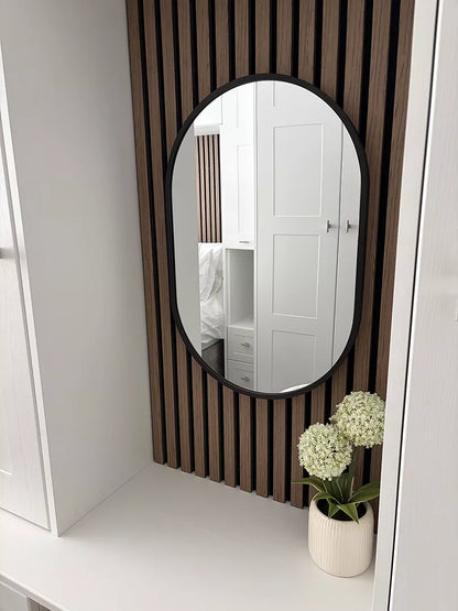 Lowesby 60X40cm Metal Capsule Mirror - Black