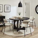 Jade Jet Black Round Acacia Dining Table Set - 4  Seater - Luca Light Beige Dining Chairs - Laura James 